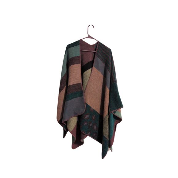 Coeur de Vague Accessories - Coeur de Vague Long Cozy Faux Wool Coat – Purple/Teal/Pink Colorblock